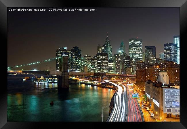 New York Traffic Trails Framed Print by Sharpimage NET
