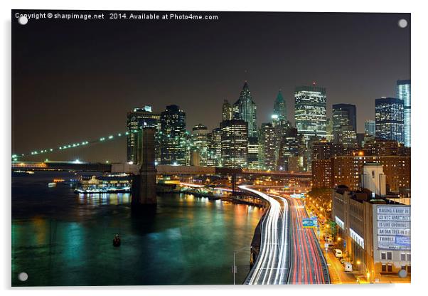 New York Traffic Trails Acrylic by Sharpimage NET
