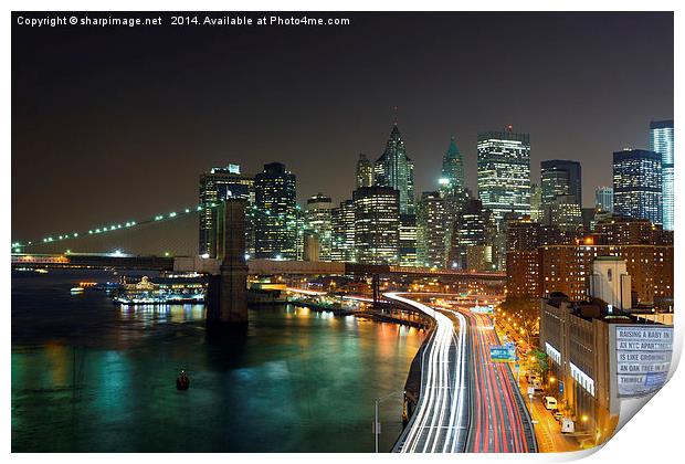 New York Traffic Trails Print by Sharpimage NET
