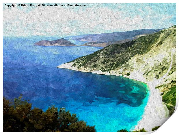 Greek coast line Print by Brian  Raggatt