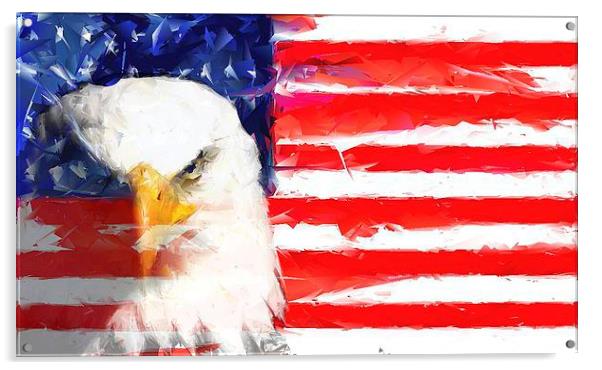 USA FLAG and Eagle Acrylic by Abstract  Fractal Fantasy
