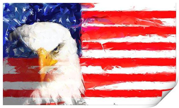 USA FLAG and Eagle Print by Abstract  Fractal Fantasy