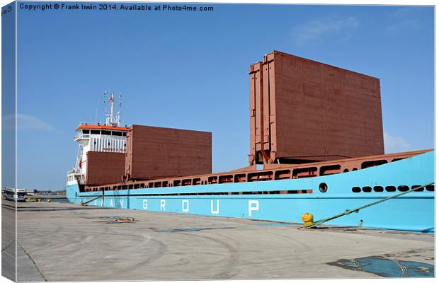 Ships hatch covers set against a clear blue sky Canvas Print by Frank Irwin