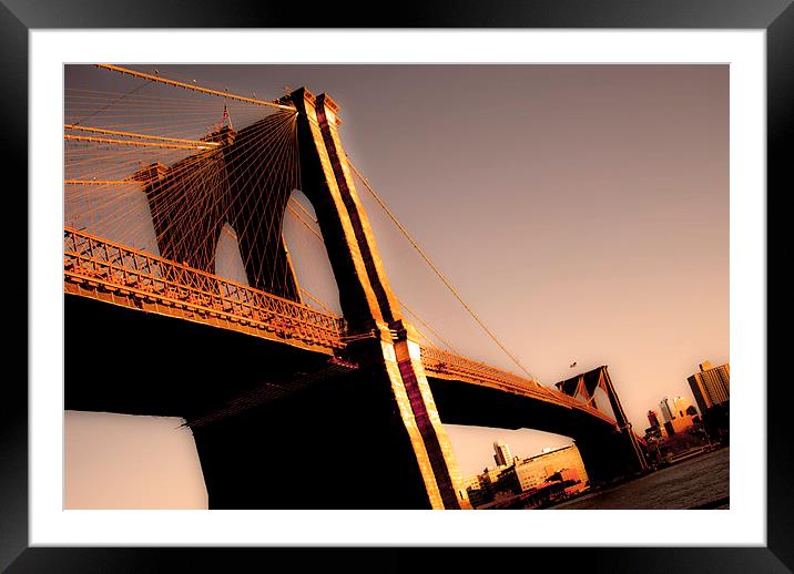Brooklyn Bridge Framed Mounted Print by Ted Miller