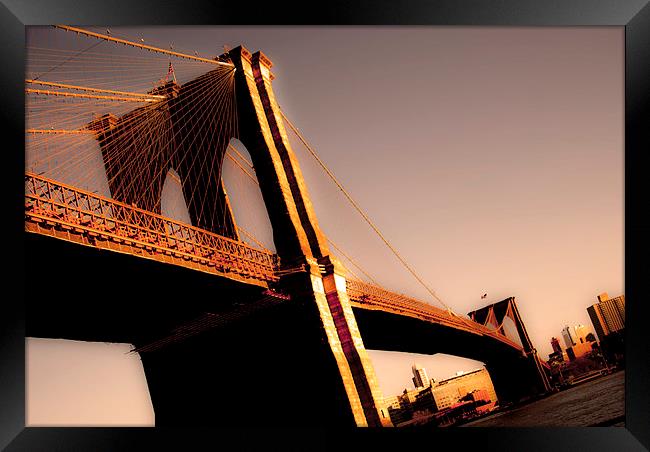 Brooklyn Bridge Framed Print by Ted Miller