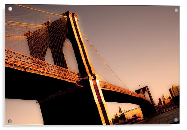 Brooklyn Bridge Acrylic by Ted Miller