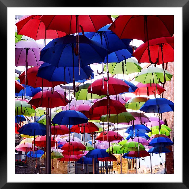 Umbrella Shade Square Framed Mounted Print by Carolyn Eaton