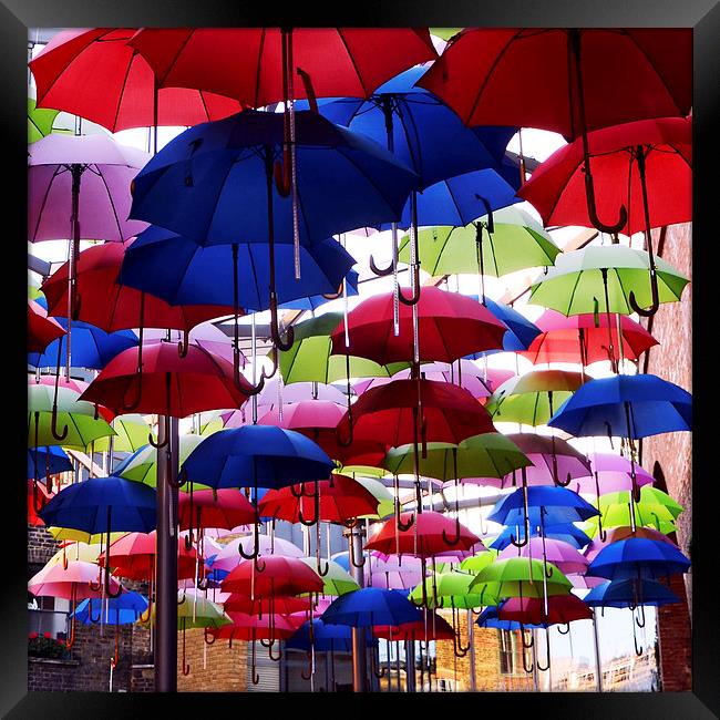 Umbrella Shade Square Framed Print by Carolyn Eaton