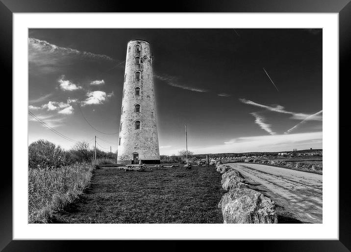 Leasowe Lighthouse mono Framed Mounted Print by Pete Lawless