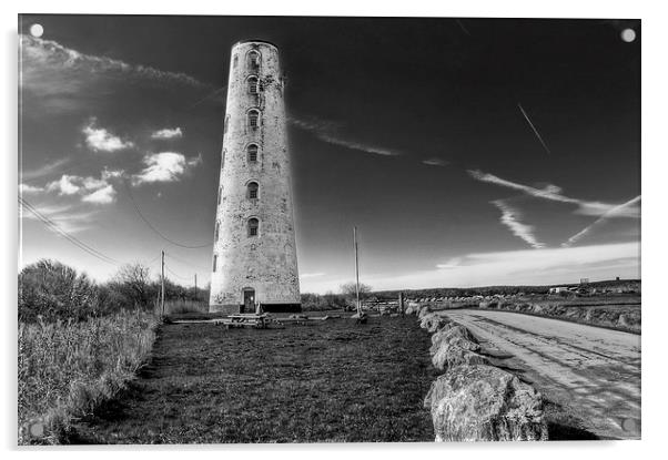 Leasowe Lighthouse mono Acrylic by Pete Lawless