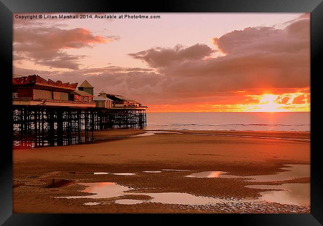 Sunset on South Pier. Framed Print by Lilian Marshall