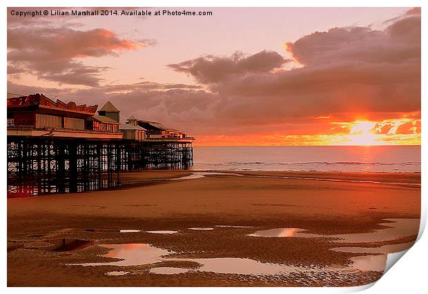 Sunset on South Pier. Print by Lilian Marshall