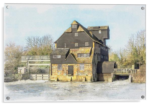 Houghton Mill, Cambridgeshire Acrylic by Keith Douglas