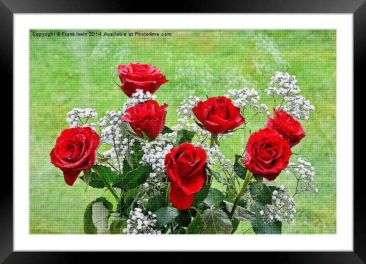 Artwork of Red Hybrid Tea roses Framed Mounted Print by Frank Irwin