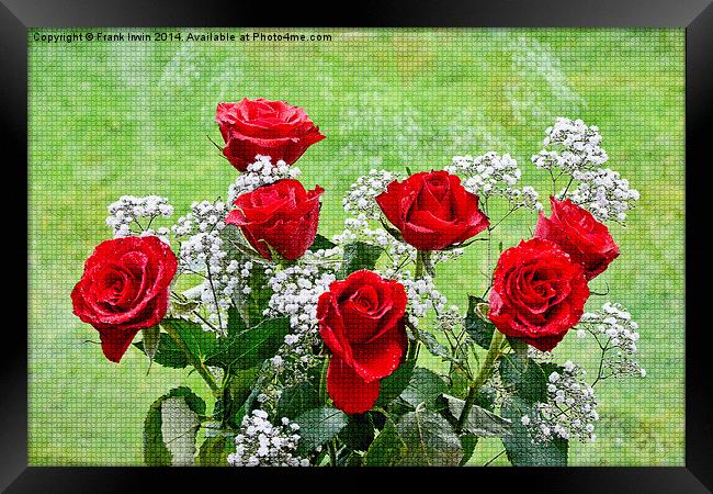 Artwork of Red Hybrid Tea roses Framed Print by Frank Irwin