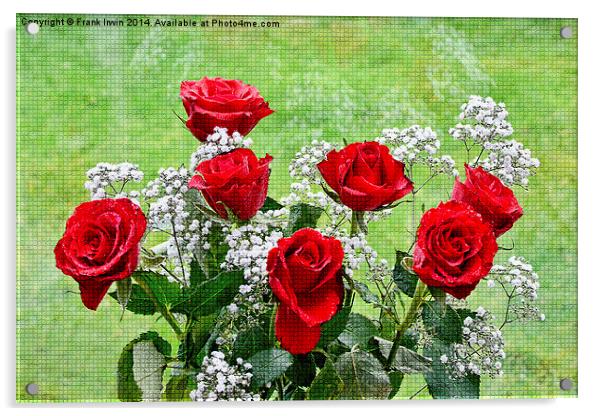 Artwork of Red Hybrid Tea roses Acrylic by Frank Irwin