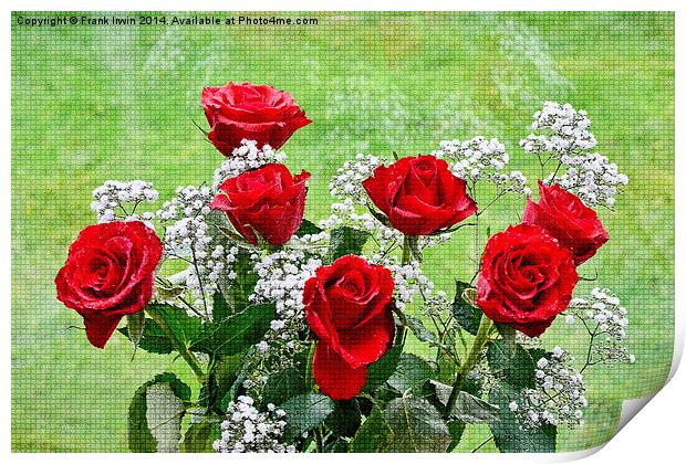 Artwork of Red Hybrid Tea roses Print by Frank Irwin