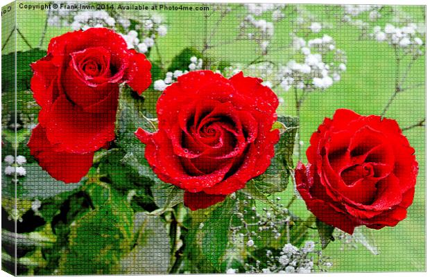 Artwork of Red Hybrid Tea roses Canvas Print by Frank Irwin