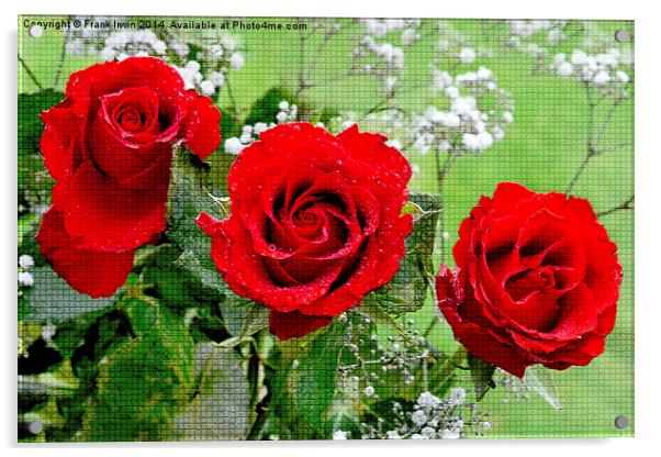 Artwork of Red Hybrid Tea roses Acrylic by Frank Irwin