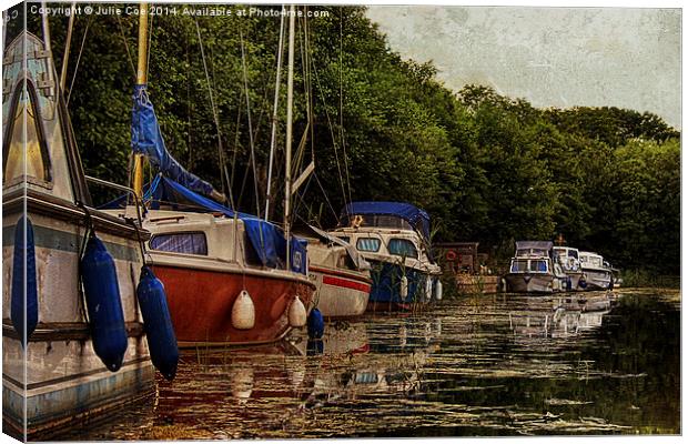 Boats on the Broads 5 Canvas Print by Julie Coe