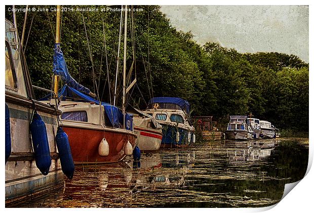 Boats on the Broads 5 Print by Julie Coe