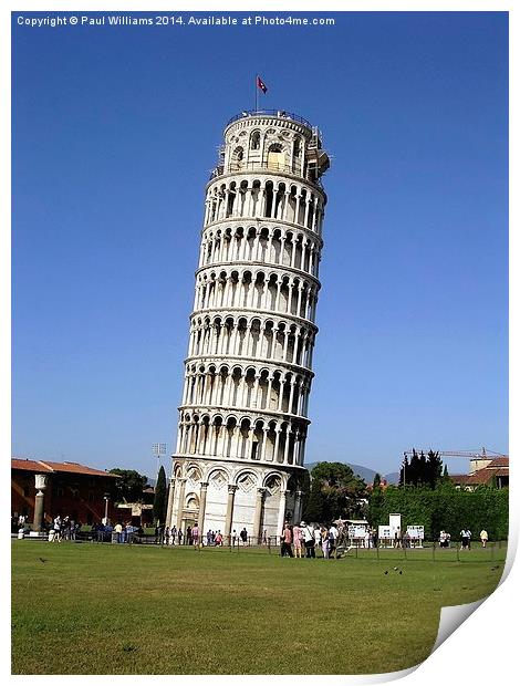 The Leaning Tower at Pisa Print by Paul Williams
