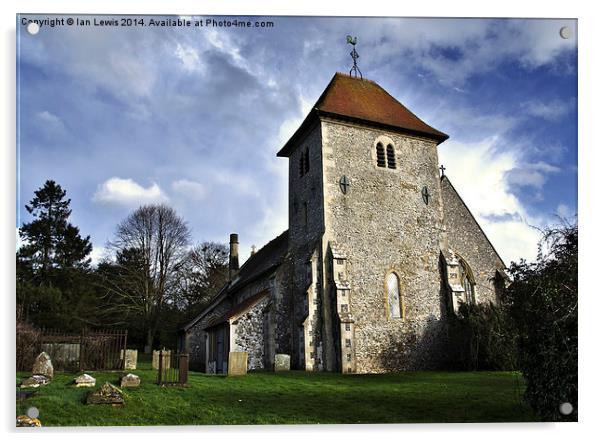 Aldworth Parish Church Acrylic by Ian Lewis