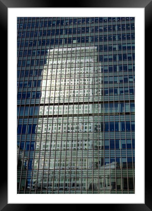 Canary wharf Reflection Framed Mounted Print by David Pyatt