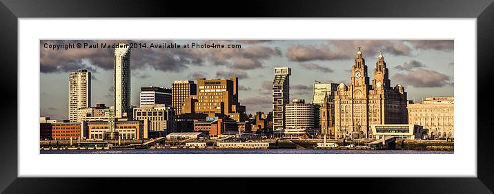 Liverpool skyline at sunset Framed Mounted Print by Paul Madden