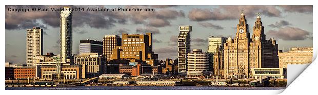 Liverpool skyline at sunset Print by Paul Madden