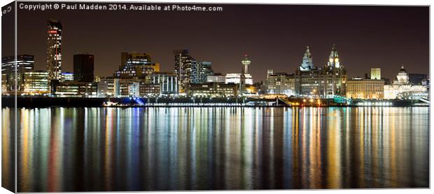 Liverpool skyline in the night Canvas Print by Paul Madden