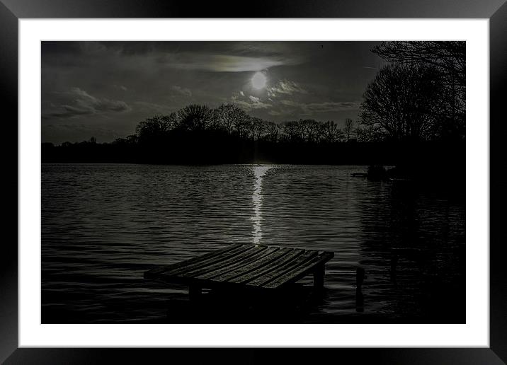 Silhouette at Carr Mill Dam Framed Mounted Print by Mark  Clair