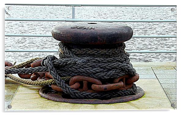 Ropes and Chain , Glasgow Riverside Acrylic by Bill Lighterness