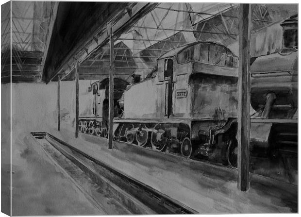 Didcot Tank Engines b/w Canvas Print by Martin Howard
