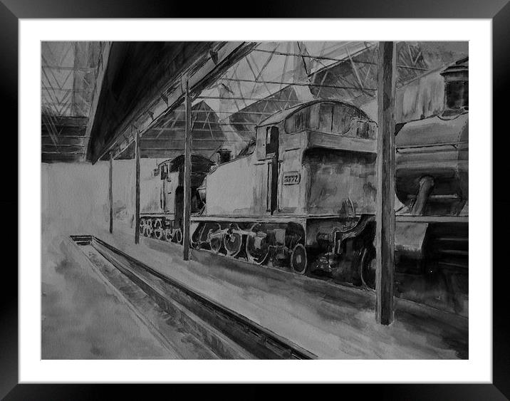 Didcot Tank Engines b/w Framed Mounted Print by Martin Howard