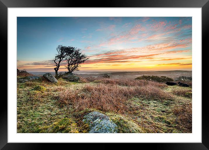 Frosty Sunrise at Helman Tor Framed Mounted Print by Helen Hotson