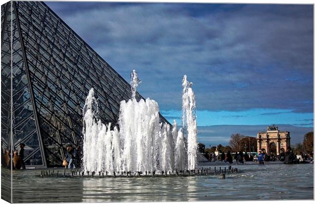 Outside The Louvre Canvas Print by Richard Cruttwell