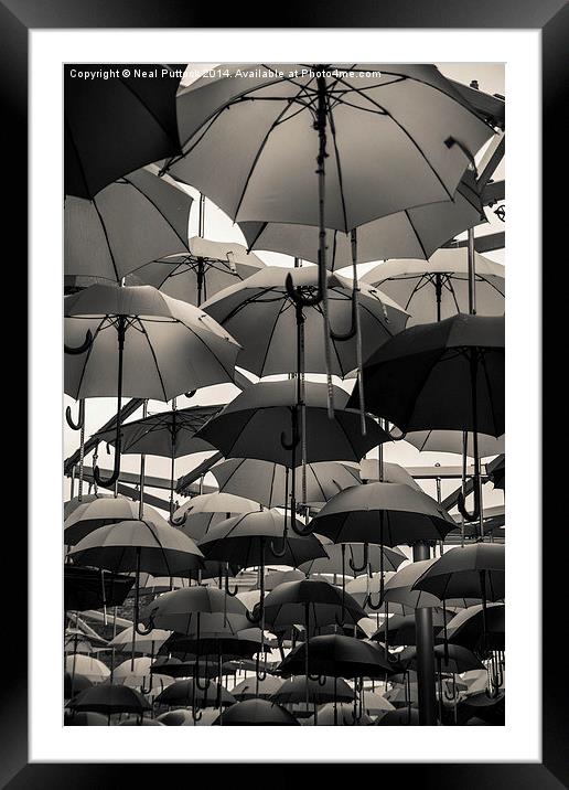 Never without a brolly Framed Mounted Print by Neal P