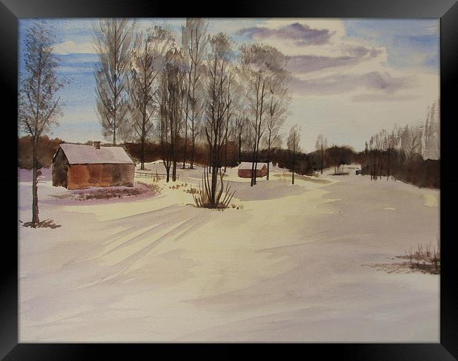 Snow In Solbrinken Framed Print by Martin Howard
