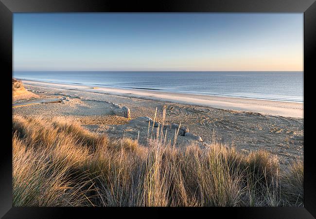 Hemsby Beach from the Dunes Framed Print by Stephen Mole