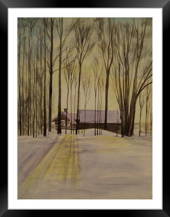 Snowy Sunset In Borlänge Framed Mounted Print by Martin Howard