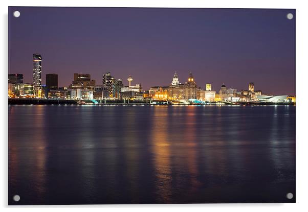 Liverpool Waterfront at Night Acrylic by Dave Wood