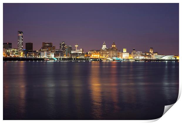Liverpool Waterfront at Night Print by Dave Wood
