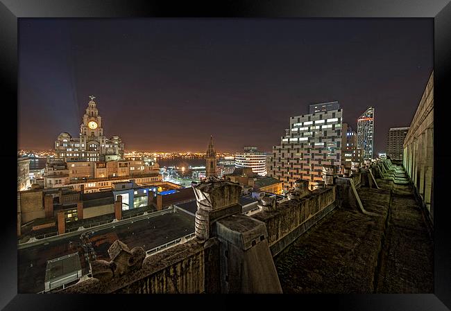 Liverpool at Night Framed Print by Dave Wood