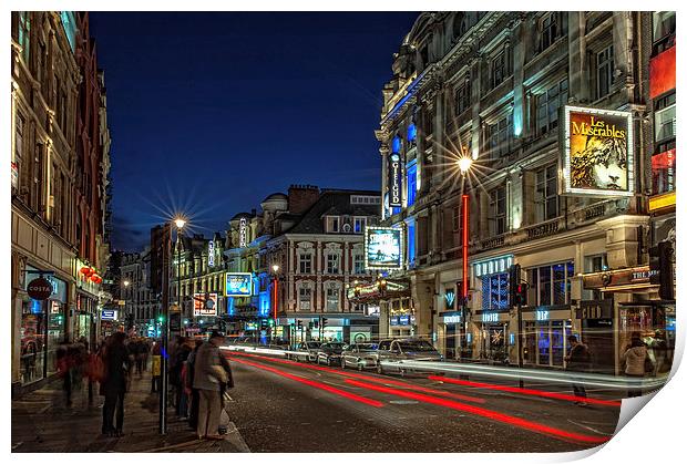 Shaftesbury Avenue, London at Night Print by Dave Wood