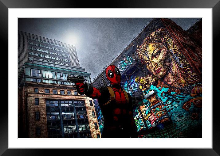 Deadpool in manchester Framed Mounted Print by stewart oakes