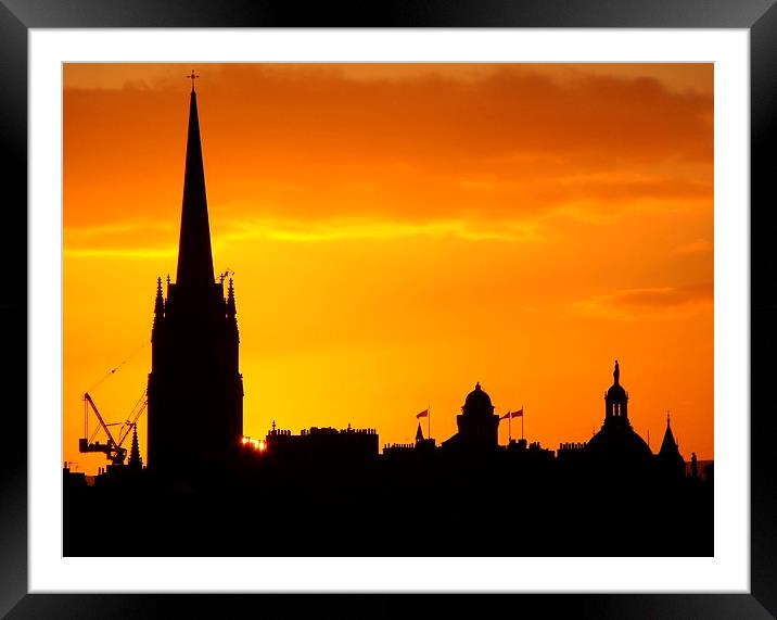Edinburgh Sunset Framed Mounted Print by Steve Falla