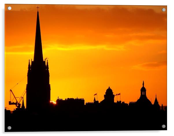 Edinburgh Sunset Acrylic by Steve Falla