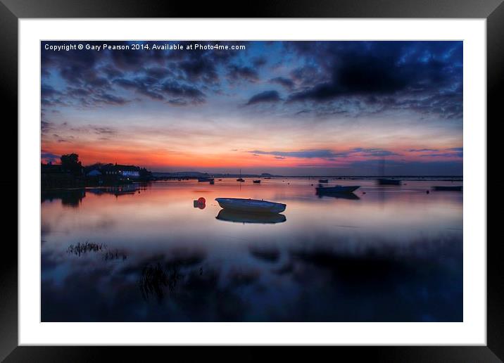 Sunset reflections Burnham Overy Staithe Framed Mounted Print by Gary Pearson
