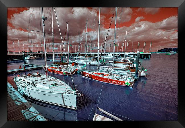 Red Marina Sky Framed Print by Rob Hawkins